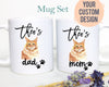 Personalized Orange Tabby Cat Mom and Dad Individual or Mug Set - White Ceramic Custom Mug