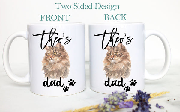 Personalized Siberian Cat Mom and Dad Individual or Mug Set- White Ceramic Custom Mug