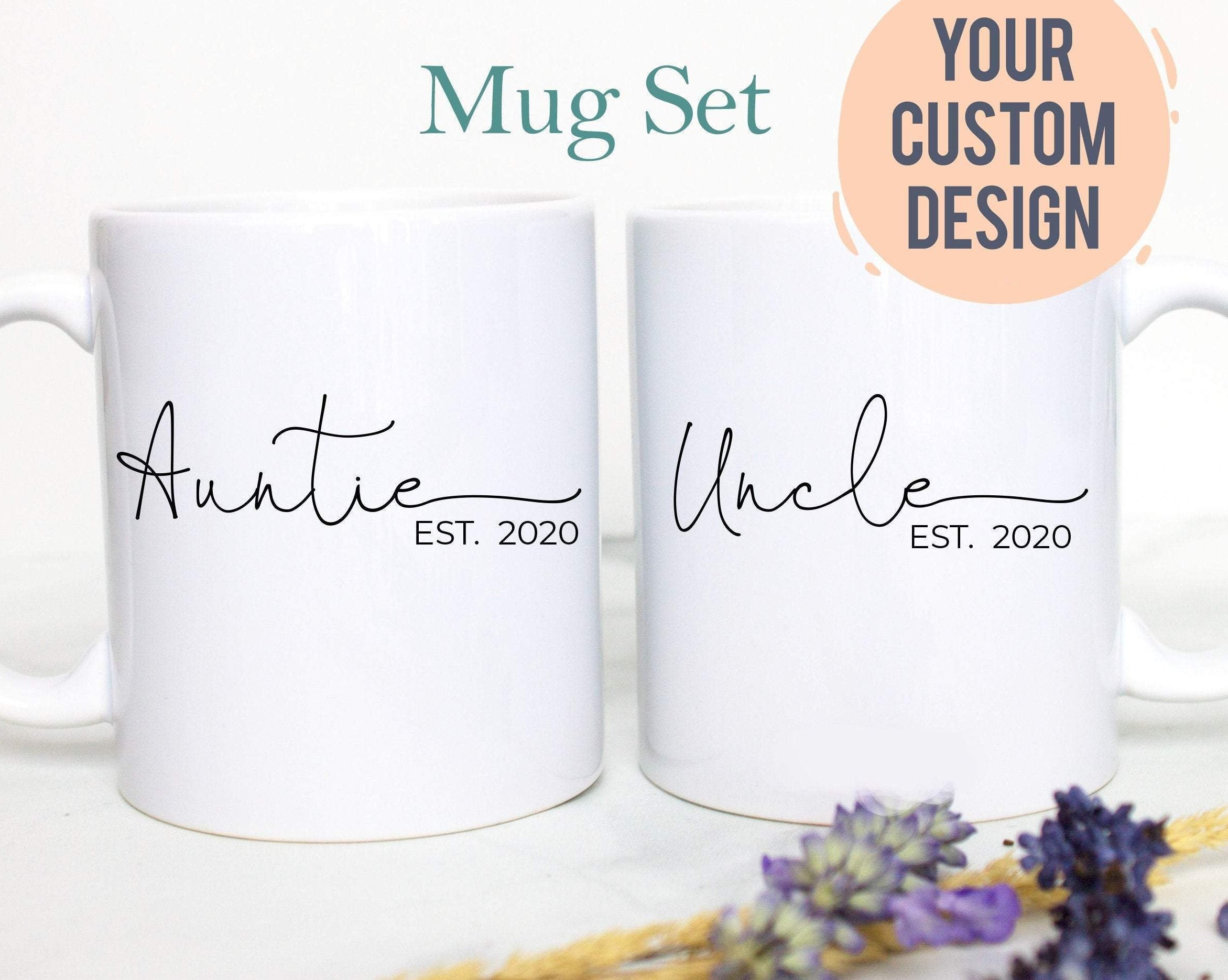 Personalized Aunt and Uncle Individual or Mug Set - White Ceramic Mug - Inkpot