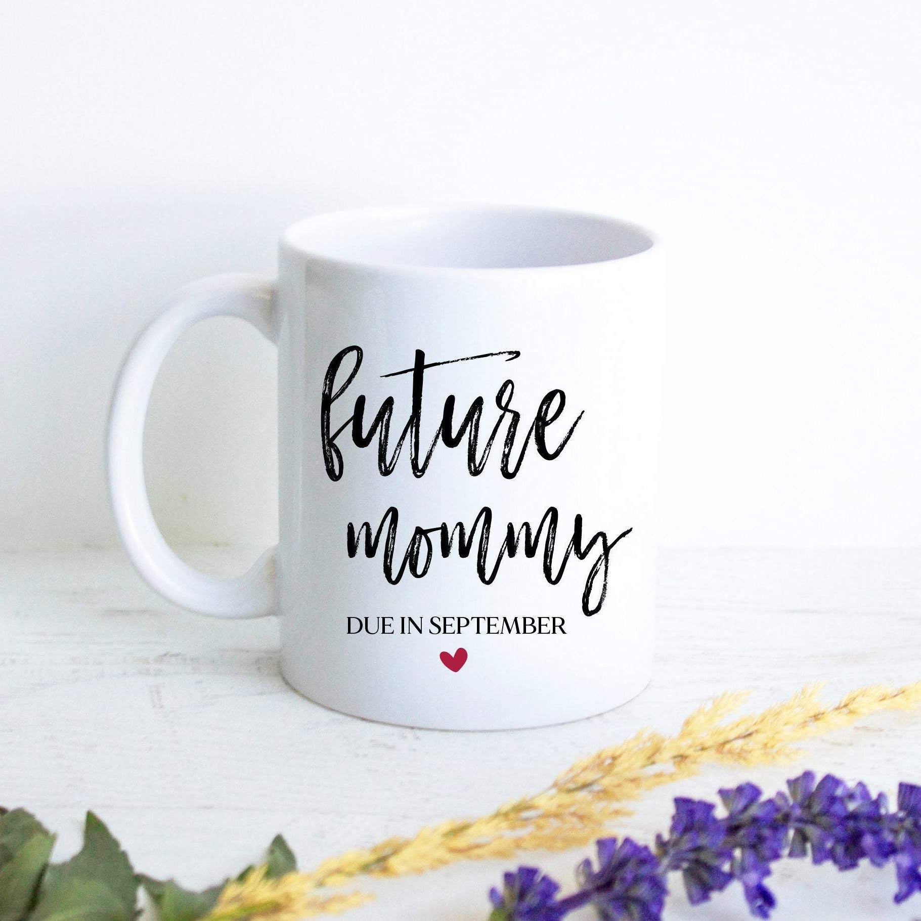 Future Mom Custom Date - White Ceramic Mug