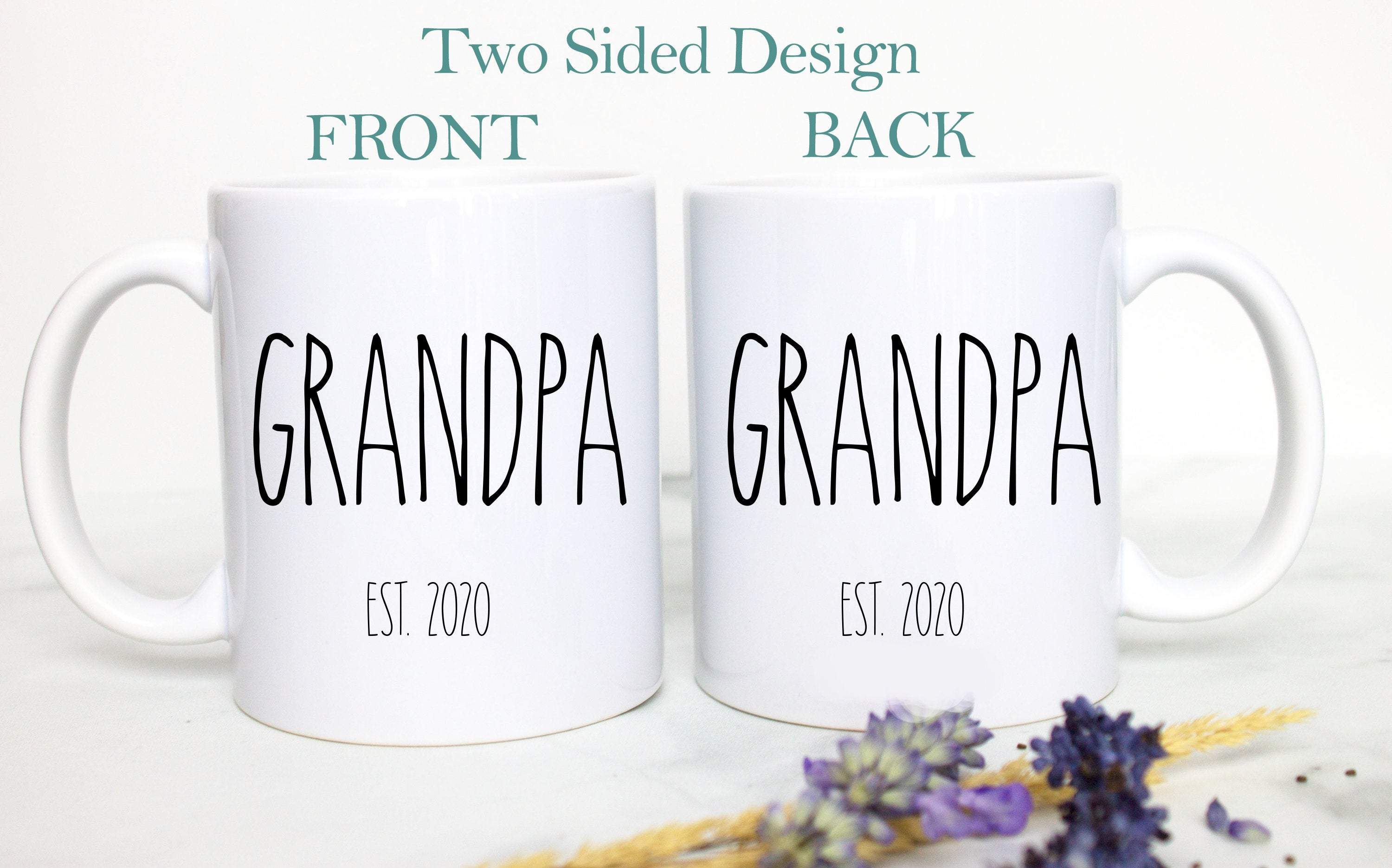 Grandpa and Grandma Rae Dunn Inspired Individual or Mug Set - White Ceramic Mug