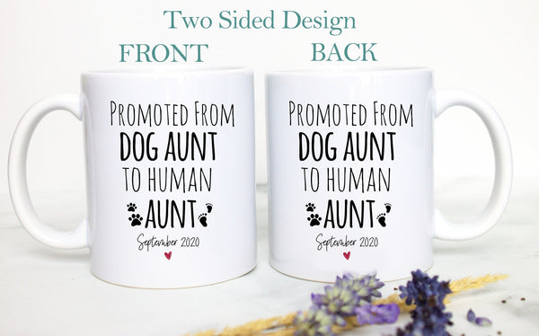 Promoted From Dog Aunt and Uncle To Human Individual or Mug Set - White Ceramic Mug - Inkpot