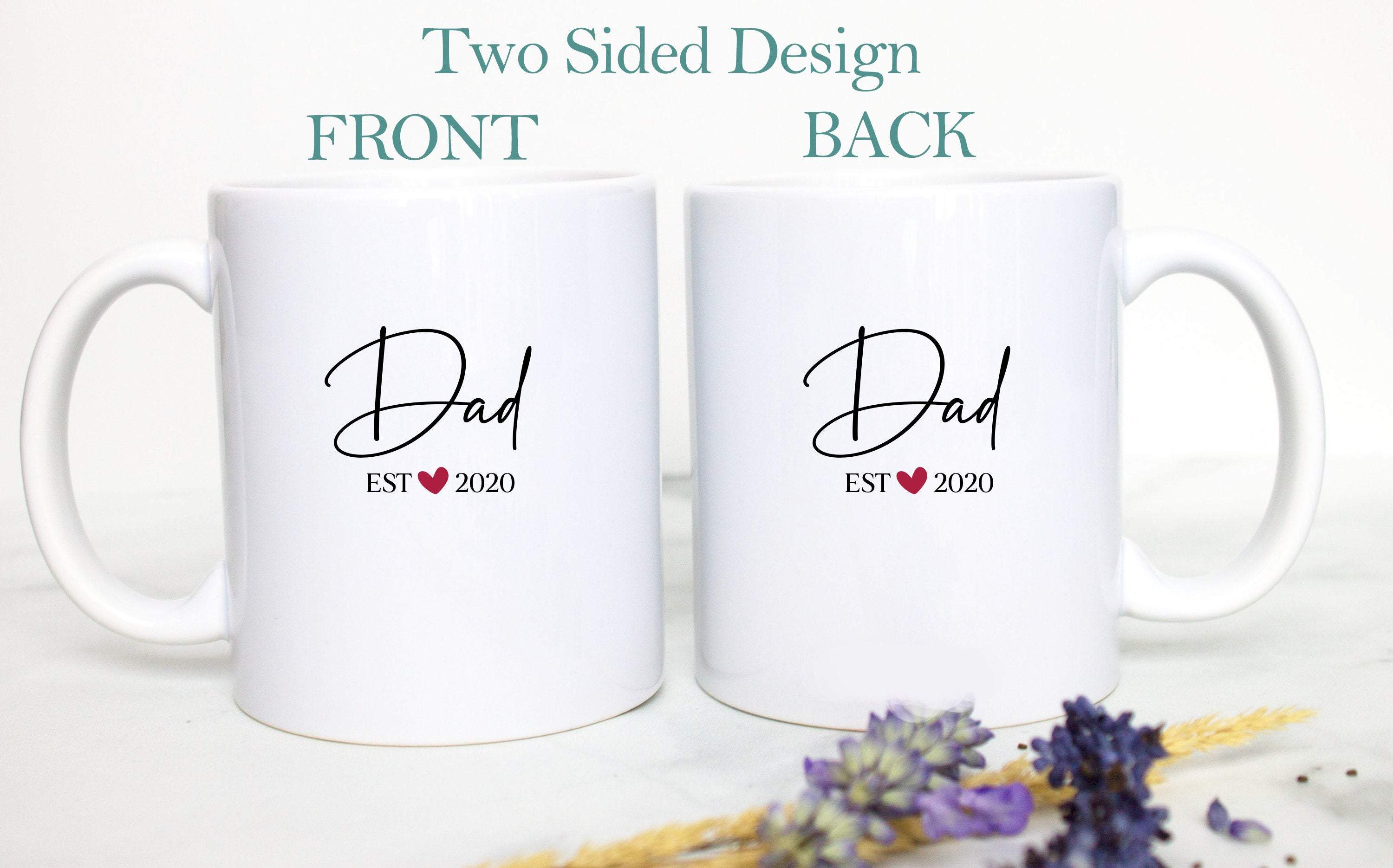 Mom and Dad Individual or Mug Set EST - White Ceramic Mug - Inkpot