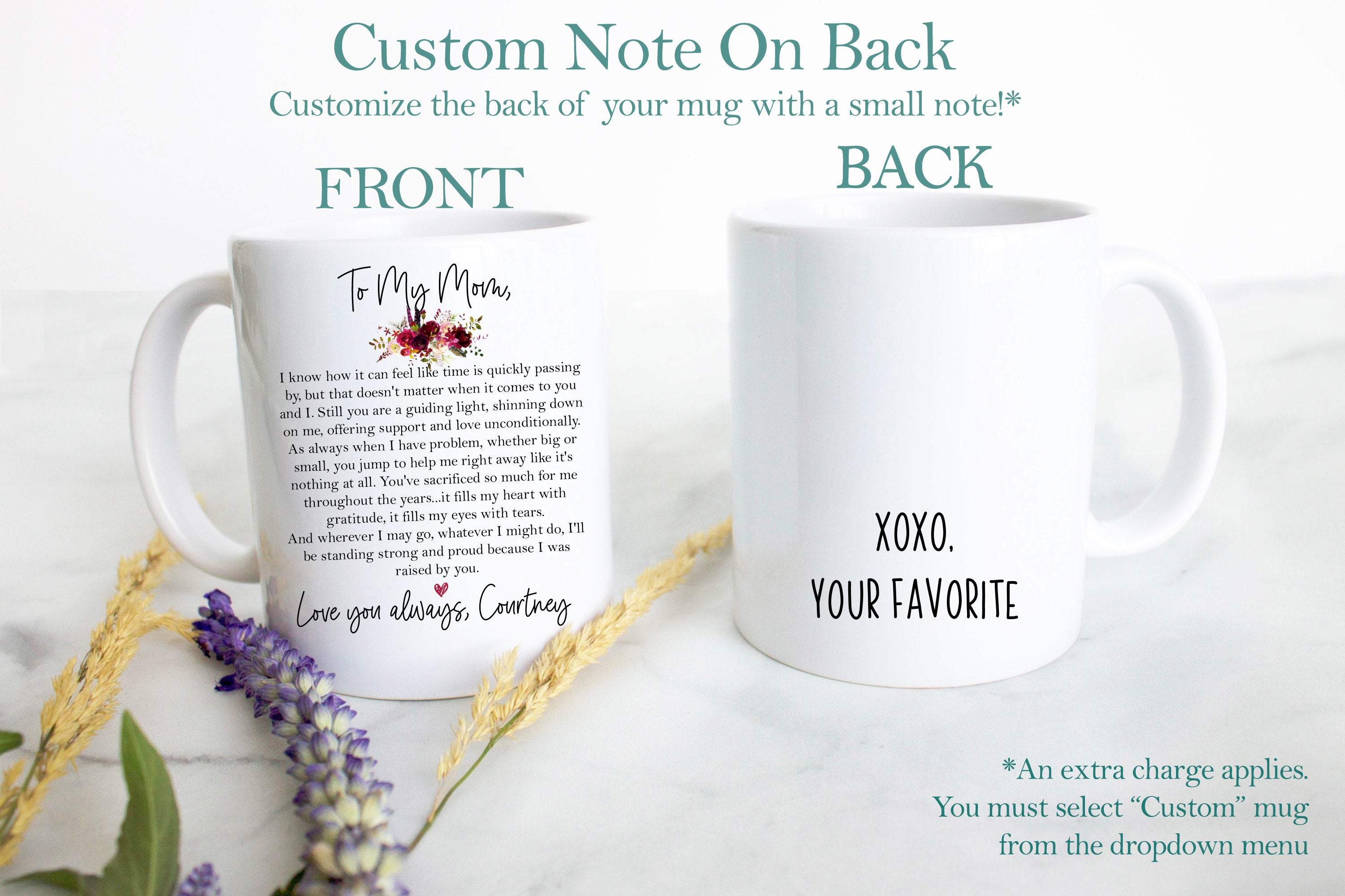 To Mom With Heartfelt Custom Message - White Ceramic Mug - Inkpot