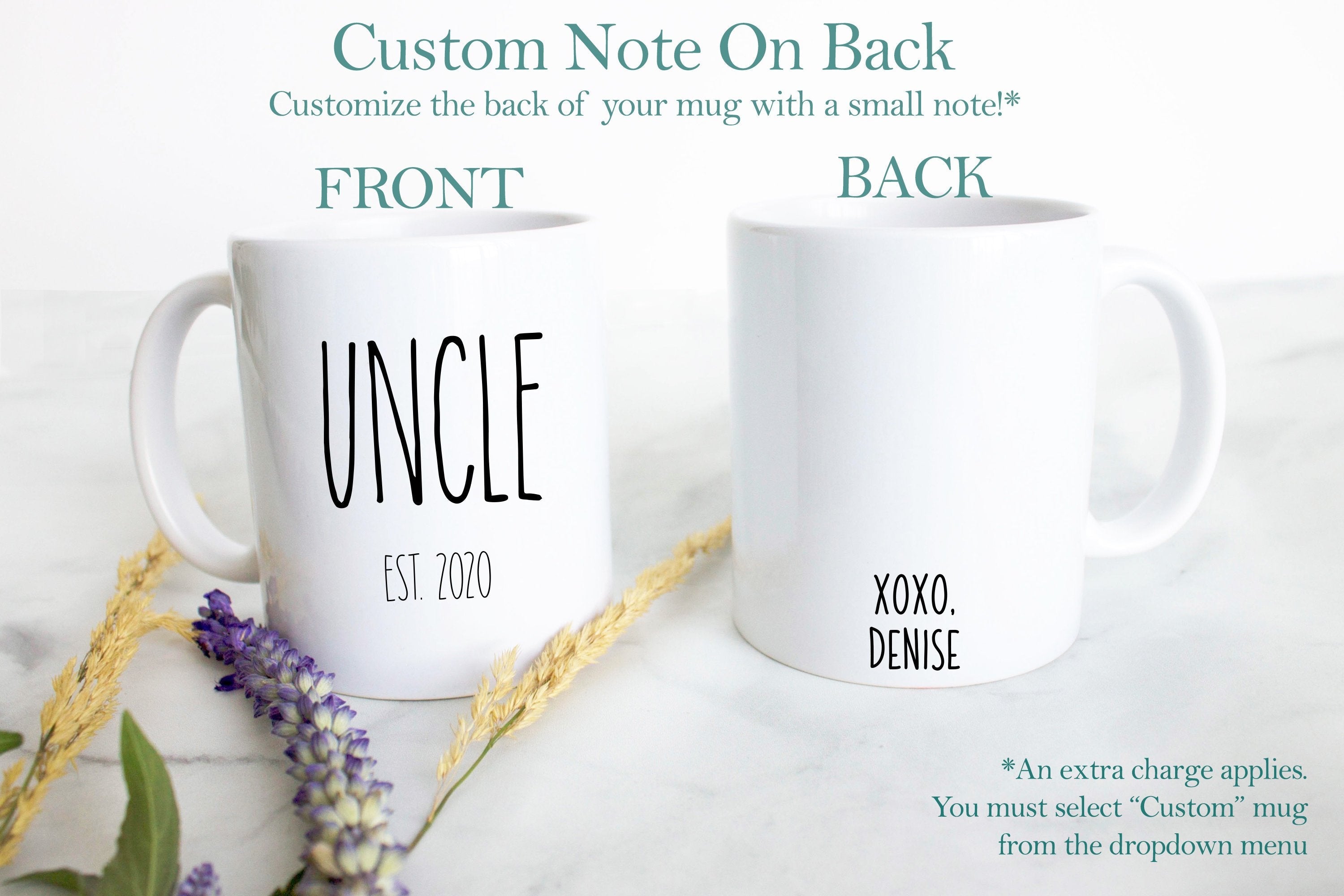 Personalized Aunt and Uncle Individual or Mug Set Rae Dunn Inspired - White Ceramic Mug