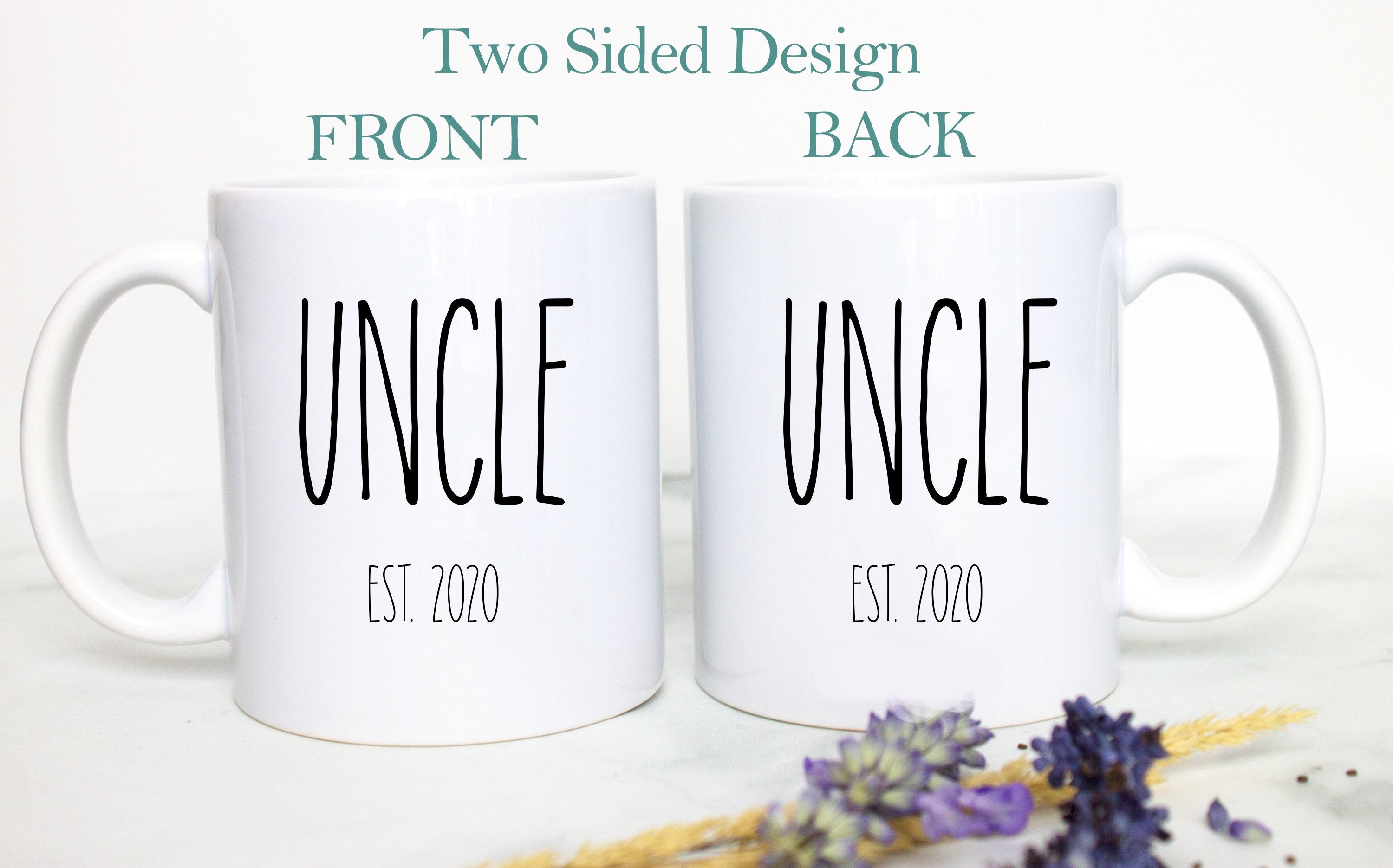 Personalized Aunt and Uncle Individual or Mug Set Rae Dunn Inspired - White Ceramic Mug