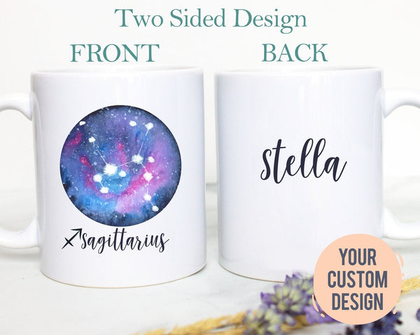 Sagittarius Mug, Personalized Name Zodiac Mug, Gift for Her, Custom Name Mug, Sagittarius Gift, Sagittarius Coffee Mug, Zodiac Constellation