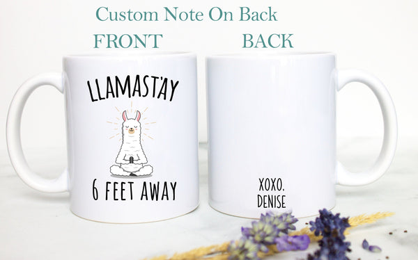 Social Distancing Mug, Llamastay, Funny Llama Mug, Gift for Llama Lovers, Personalized Gift,Meditation Yoga Gift, Yoga Instructor, Wellness