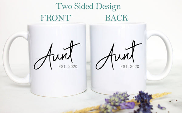 Personalized Aunt and Uncle Individual OR Mug Set #5, Aunt Uncle EST Gift, Custom Aunt Gift, New Aunt Mug Uncle Mug Custom Baby Announcement