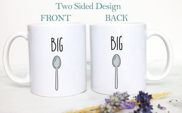 Big Spoon Little Spoon Couples Individual OR Mug Set - White Ceramic Mug