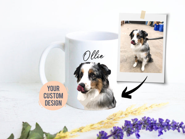 Custom Dog Pet Photo Portrait - White Ceramic Mug