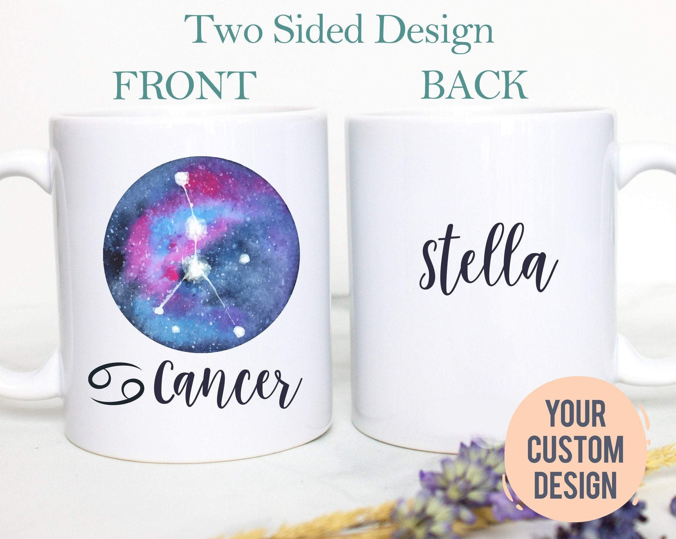 Cancer Mug, Personalized Name Zodiac Mug, Gift for Her, Custom Name Mug, Cancer Gift, Cancer Coffee Mug, Zodiac Gift, Constellation Gift