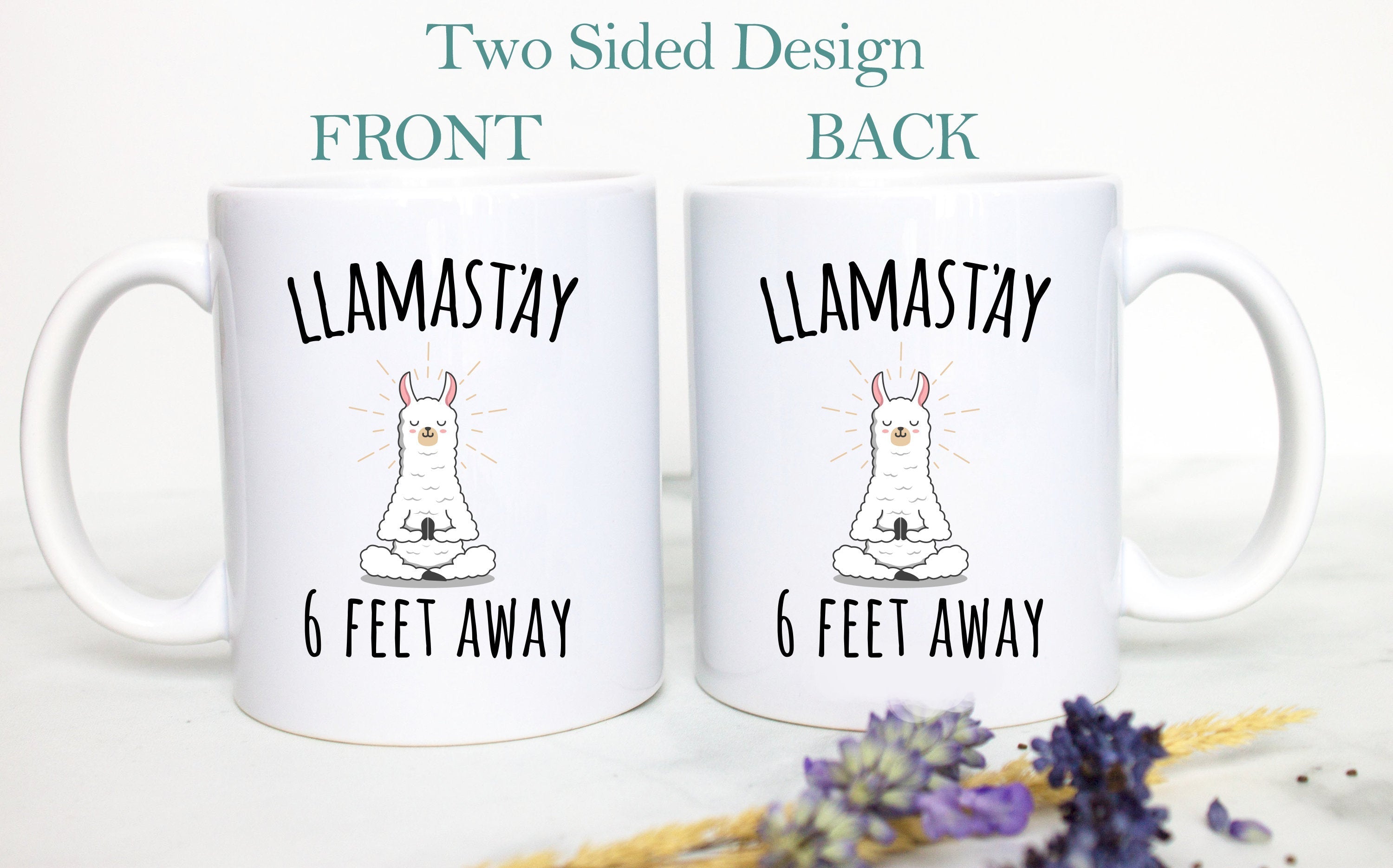 Social Distancing Mug, Llamastay, Funny Llama Mug, Gift for Llama Lovers, Personalized Gift,Meditation Yoga Gift, Yoga Instructor, Wellness