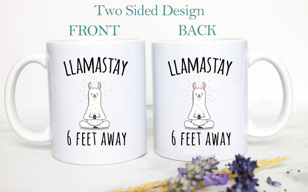 Social Distancing Mug, Llamastay, Funny Llama Mug, Gift for Llama Lovers, Personalized Gift,Meditation Yoga Gift, Yoga Instructor, Wellness