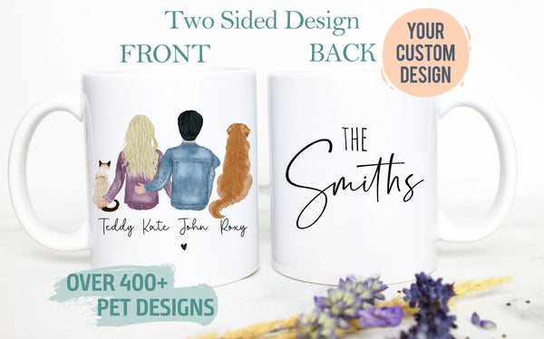 Custom Couple Pet Portrait - White Ceramic Mug
