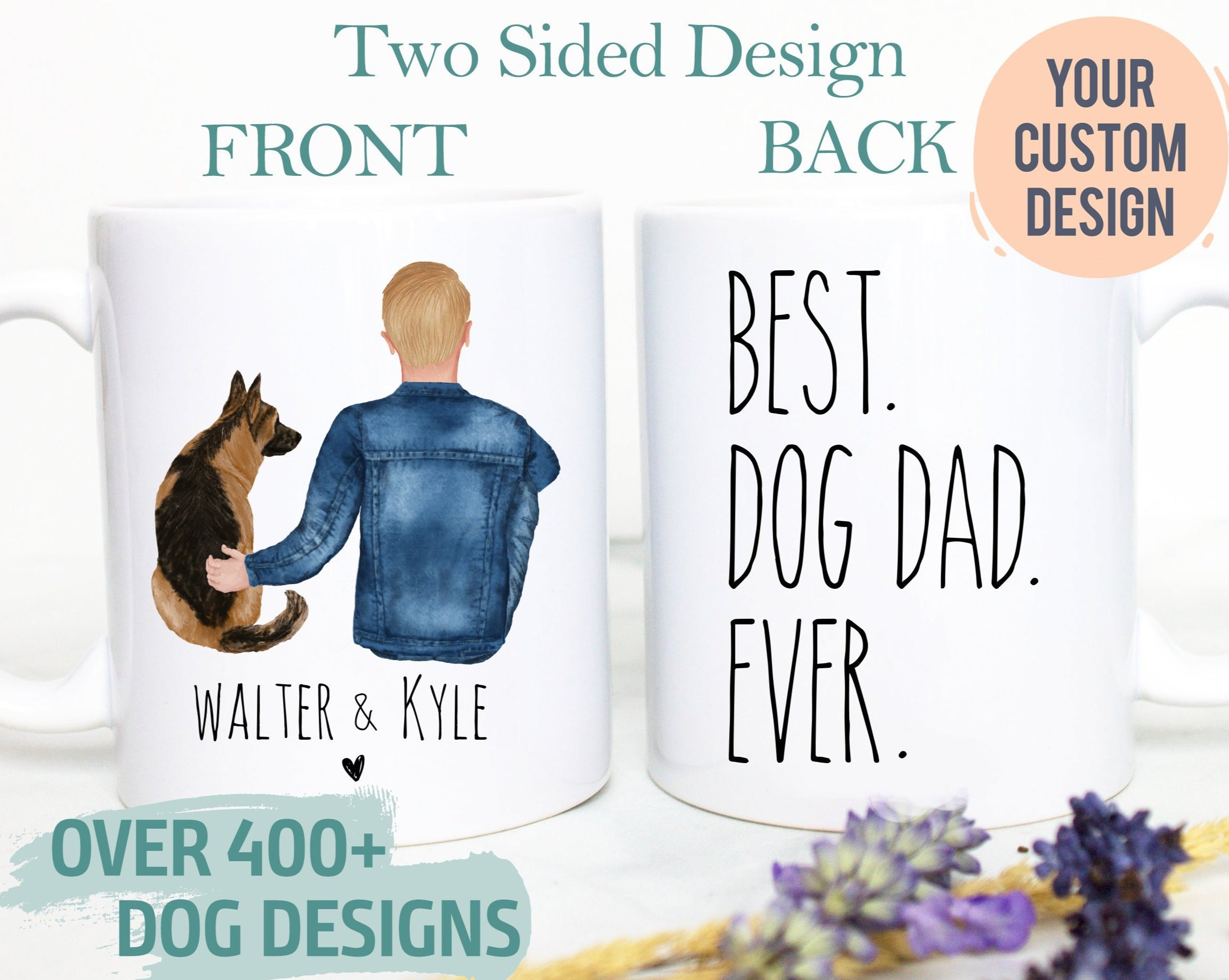 Custom Dog Dad #2  - White Ceramic Mug