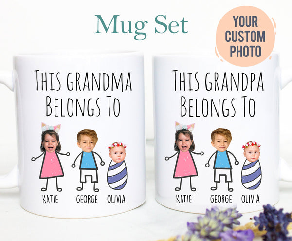 Custom Baby Face Photo Gift For Grandpa Grandma Individual OR Mugset, Personalized Photo Mug, Christmas Gift Grandma, Grandparents Birthday