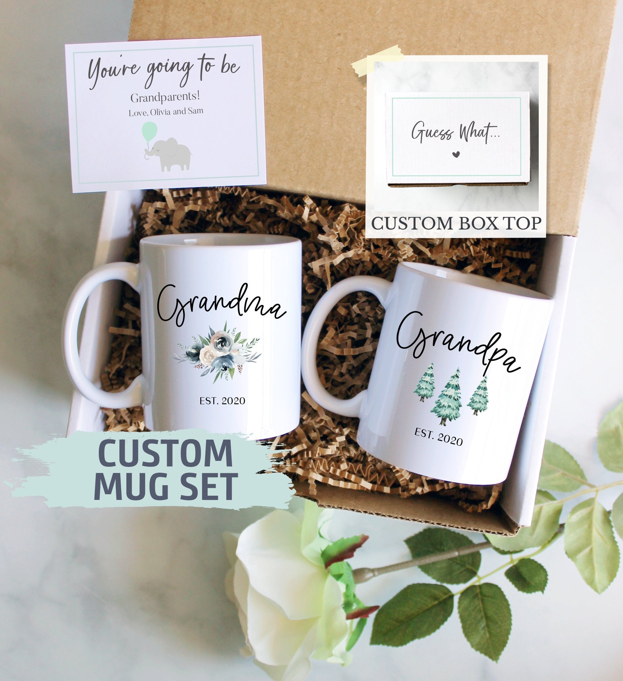 Pregnancy Announcement Gift Box | Promoted Grandma and Grandpa, Baby Announcement, New Grandparents Mug, Grandparents Gift, Pregnancy Reveal