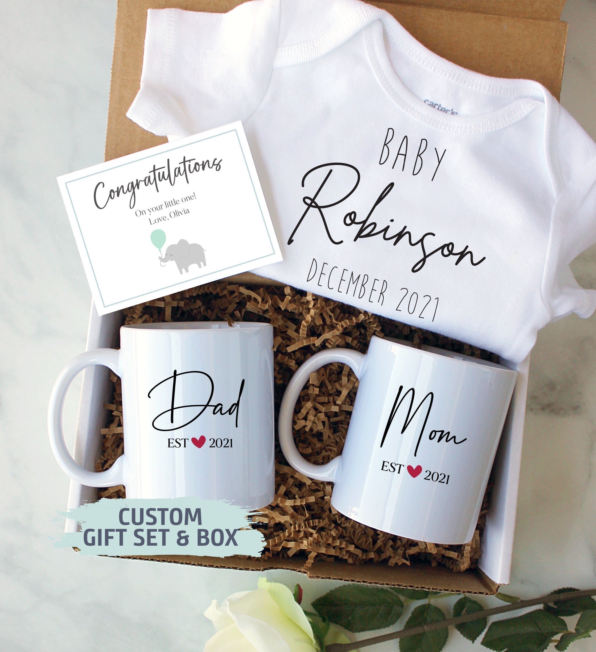 Expecting Parents Gift Box | New Parents Gift Set, Baby Announcement, New Mom Mug, New Dad Gift, Pregnancy Reveal, Baby Shower Gift Box