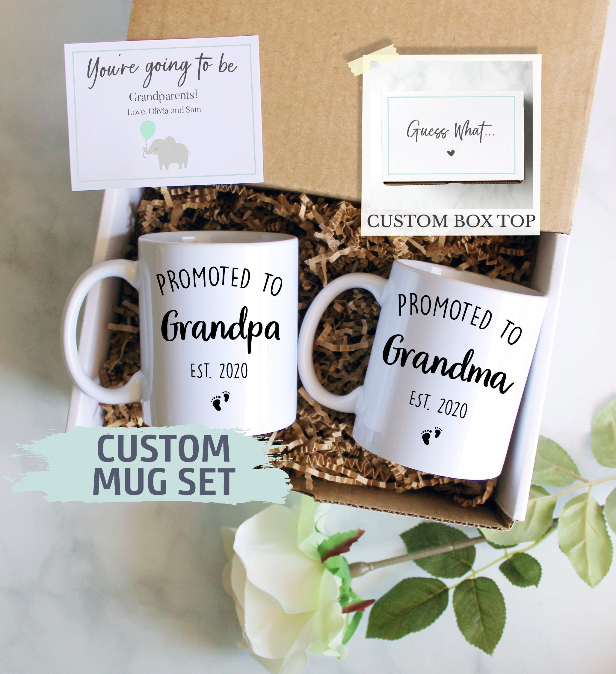 Pregnancy Announcement Gift Box | Promoted Grandma and Grandpa, Baby Announcement, New Grandparents Mug, Grandparents Gift, Pregnancy Reveal