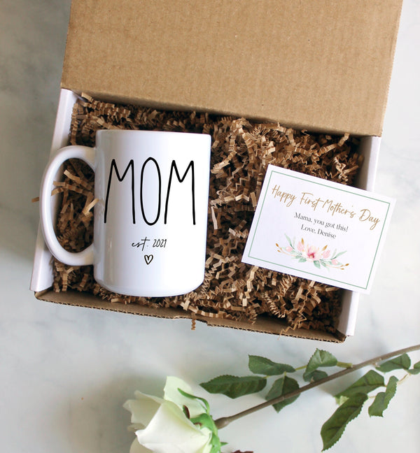 Custom First Mother&#39;s Day Gift Box | Mom EST, Baby Shower Gift, New Mom Gift, First Time Mom Mug, Happy First Mother&#39;s Day Gift, New Mom Mug