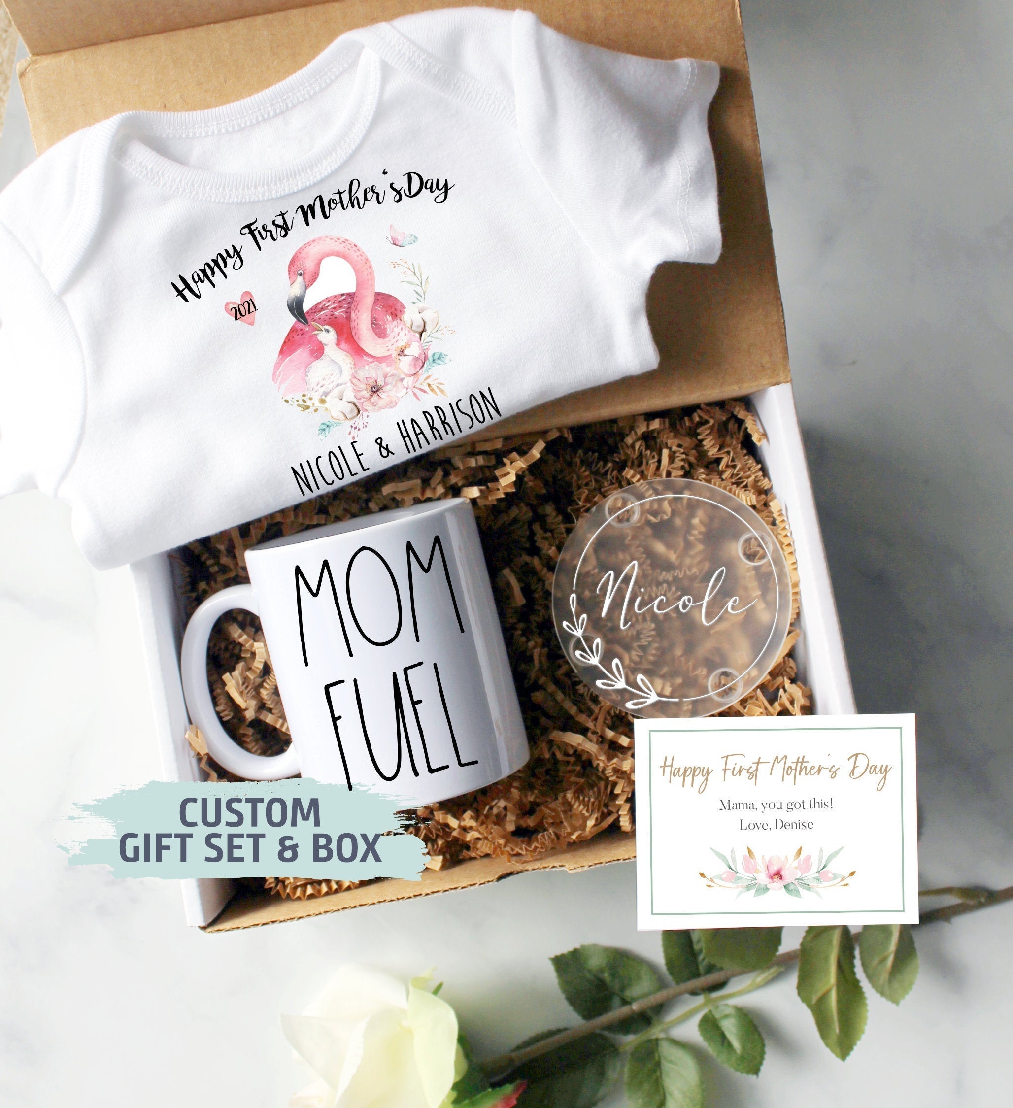 Custom First Mother's Day Gift Box | Baby Shower Gift, New Mom Gift,MOM FUEL, First Time Mom Mug, Happy First Mother's Day Gift, New Mom Mug