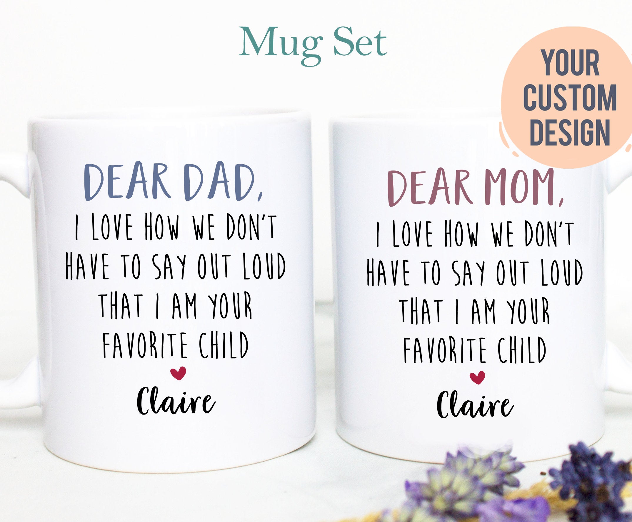 Personalized Father's Day Mother's Day Gift Individual OR Mug Set, Funny Mom and Dad Mugs, Mom and Dad Gift Idea, Best Dad, Best Mom Gift