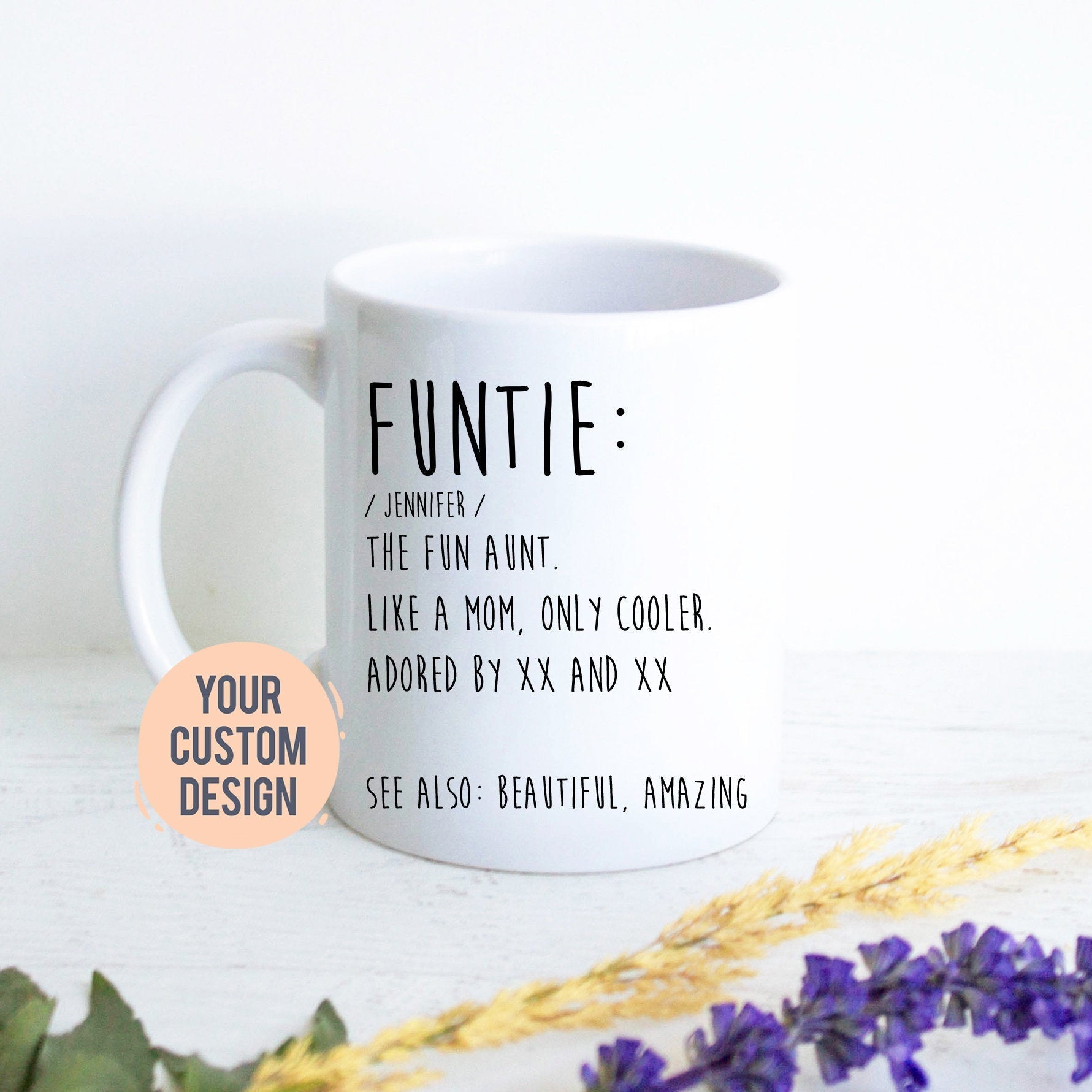 Funtie Gift, Best Aunt Gift, Gift for Her, New Aunt Gift, Baby Announcement, Funtie Mug, Custom Mug for Aunt, Christmas Gift, Aunt Birthday