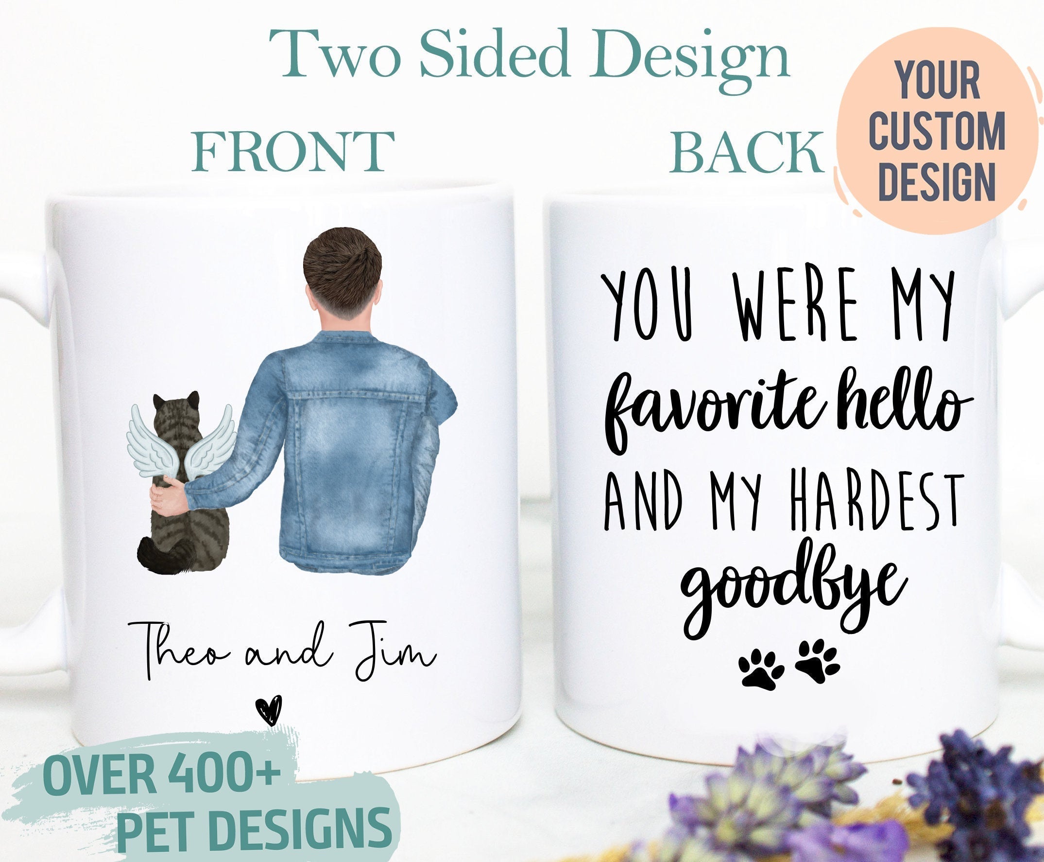 Custom Pet Portrait Mug, Pet Memorial, Death of Dog, Cat Sympathy Gift, Pet Loss Gift, Pet Death, Pet Family Portrait, Pet Remembrance