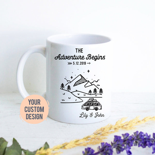 The Adventure Begins | Engagement Mug, Personalized Engagement Gift, Newly Engaged Couple Gift, Custom Wedding Gift, Anniversary Gift