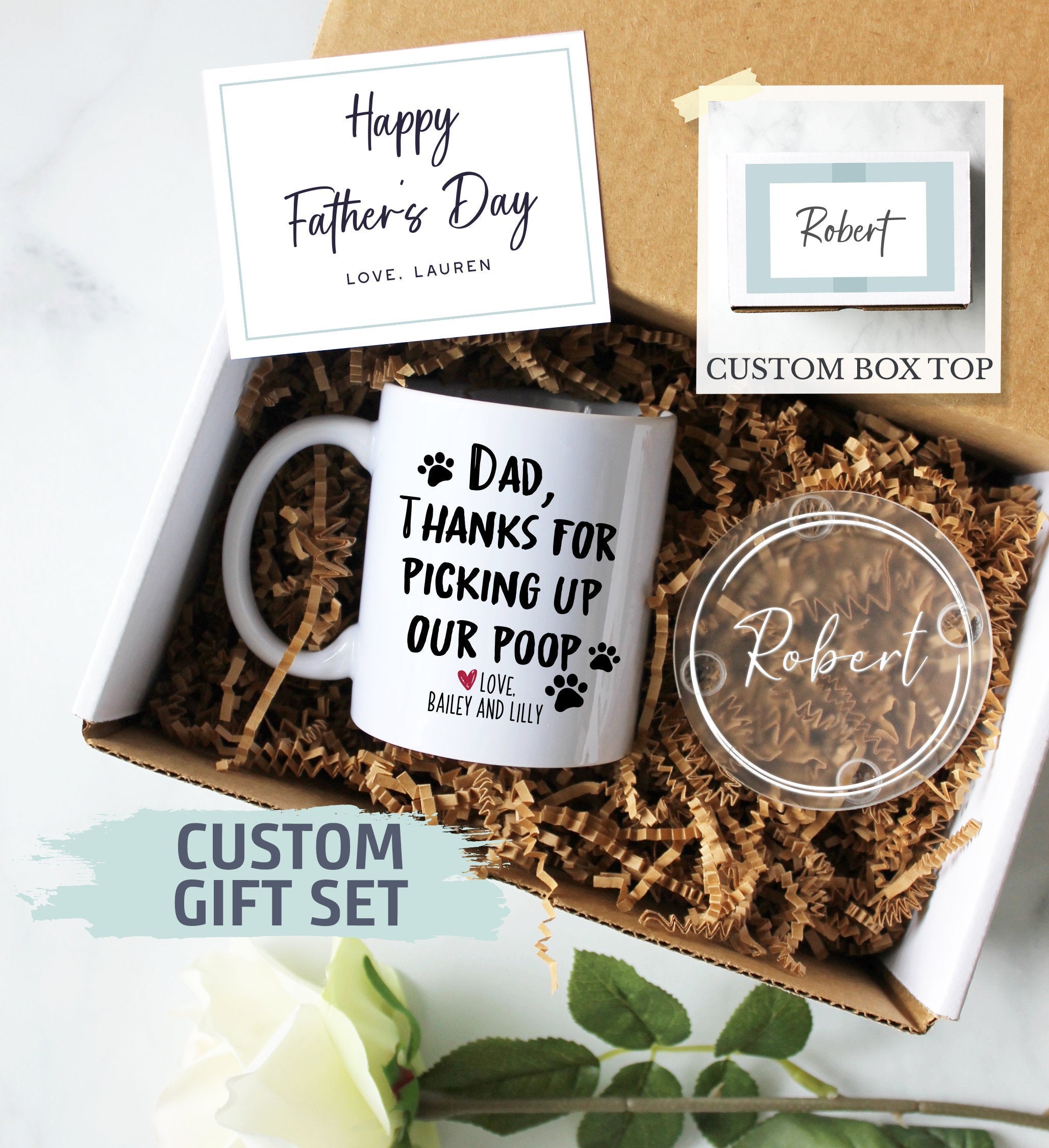 Personalized Father's Day Gift Box | Thank You For Picking Up Poop, Funny Gift for Dad, Funny Father's Day Gift Idea, Funny Dad Mug, Dog Dad