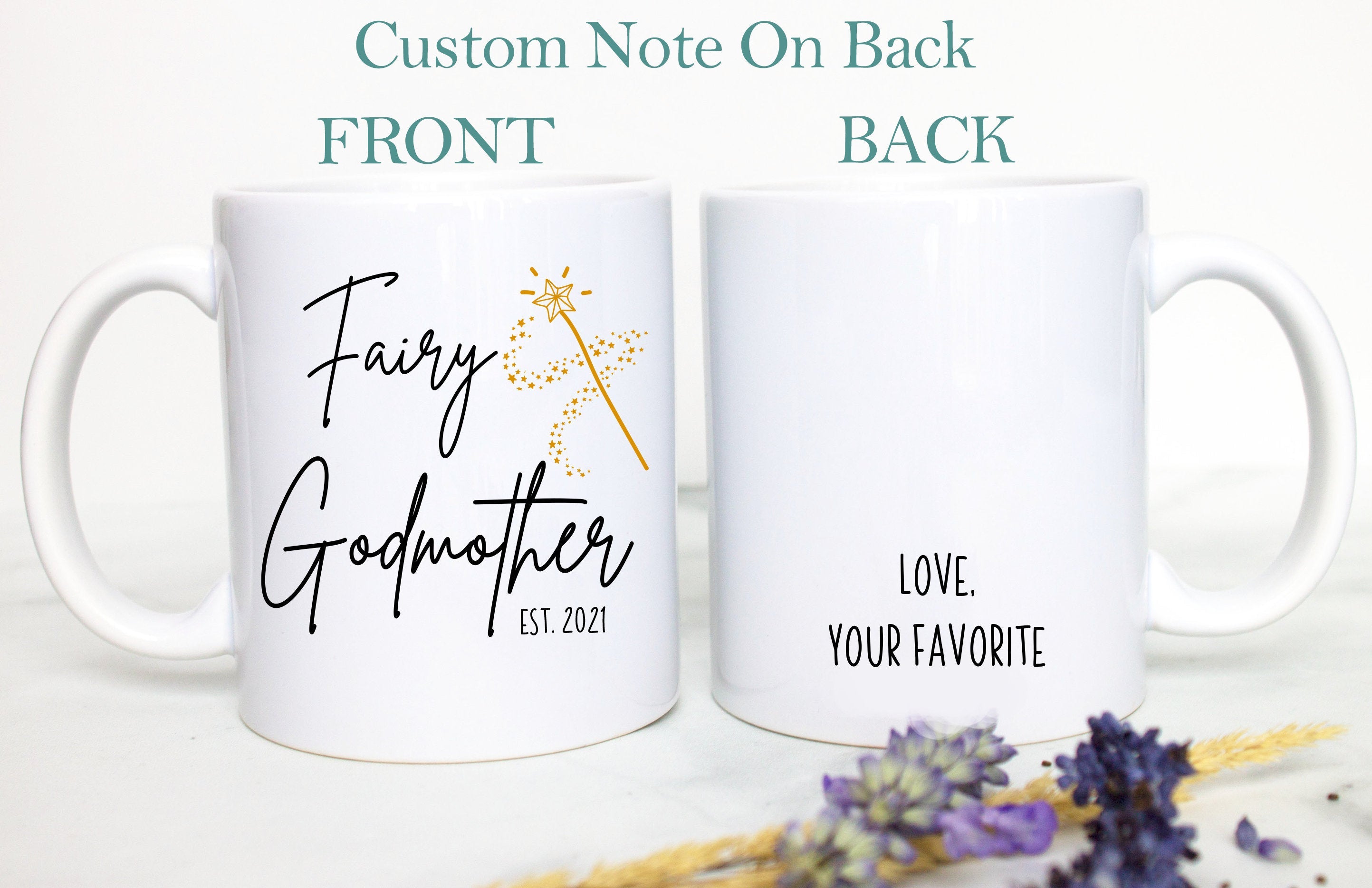 Fairy Godmother EST Personalized Mug, New Godmother Gift, Baptism Gift, Custom Godparent Gift, Godmother Proposal, Will You Be My Godmother