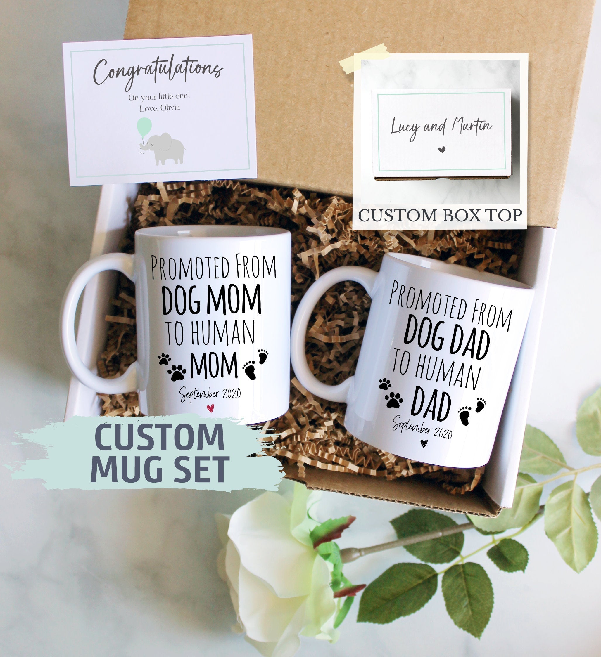 Expecting Parents Gift Box | New Parents Gift Set, Promoted from Dog Mom, Dog Dad Baby Announcement, Pregnancy Reveal, Baby Shower Gift Box