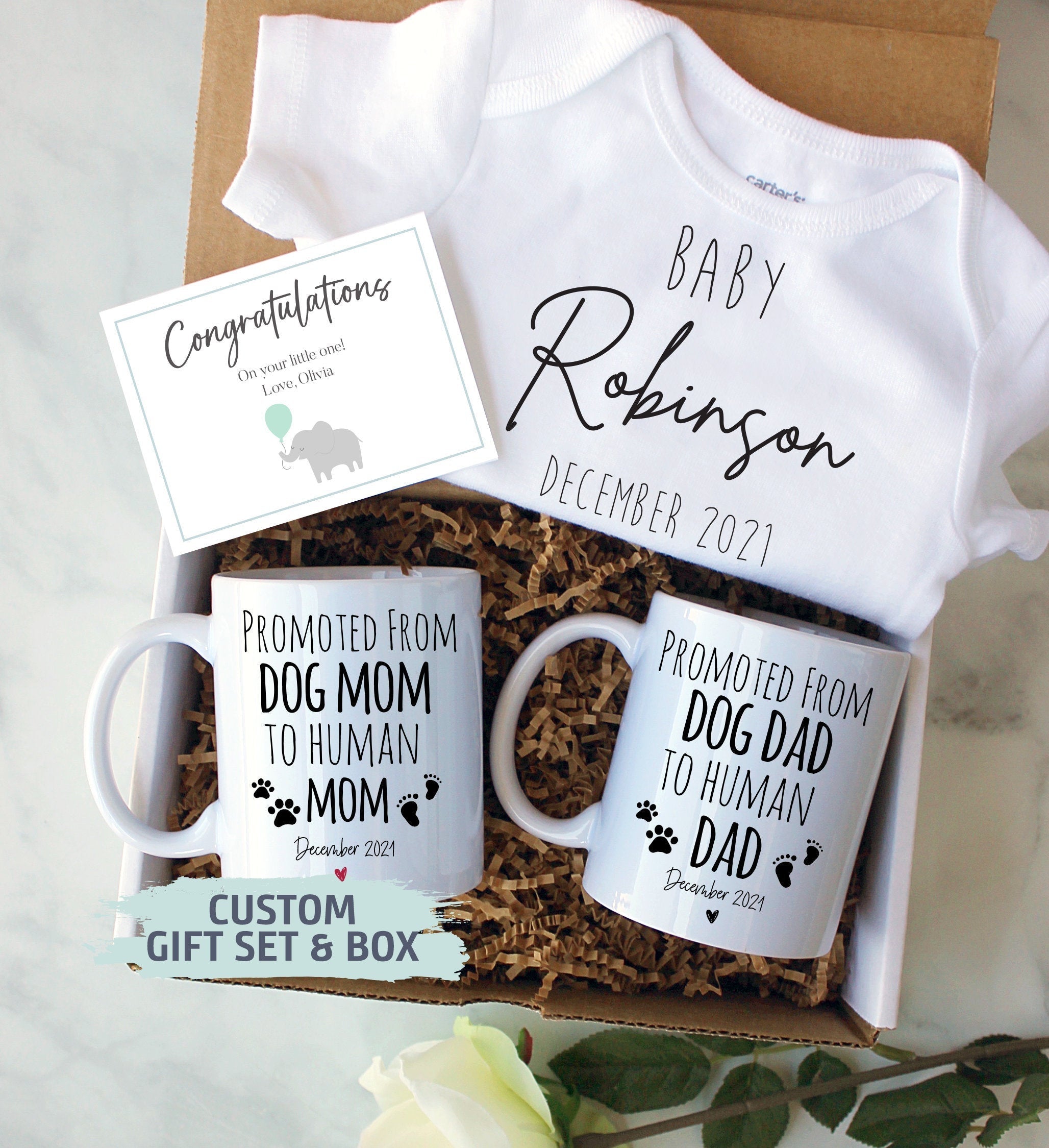 Expecting Parents Gift Box | New Parents Gift Set, Promoted from Dog Mom, Dog Dad Baby Announcement, Pregnancy Reveal, Baby Shower Gift Box