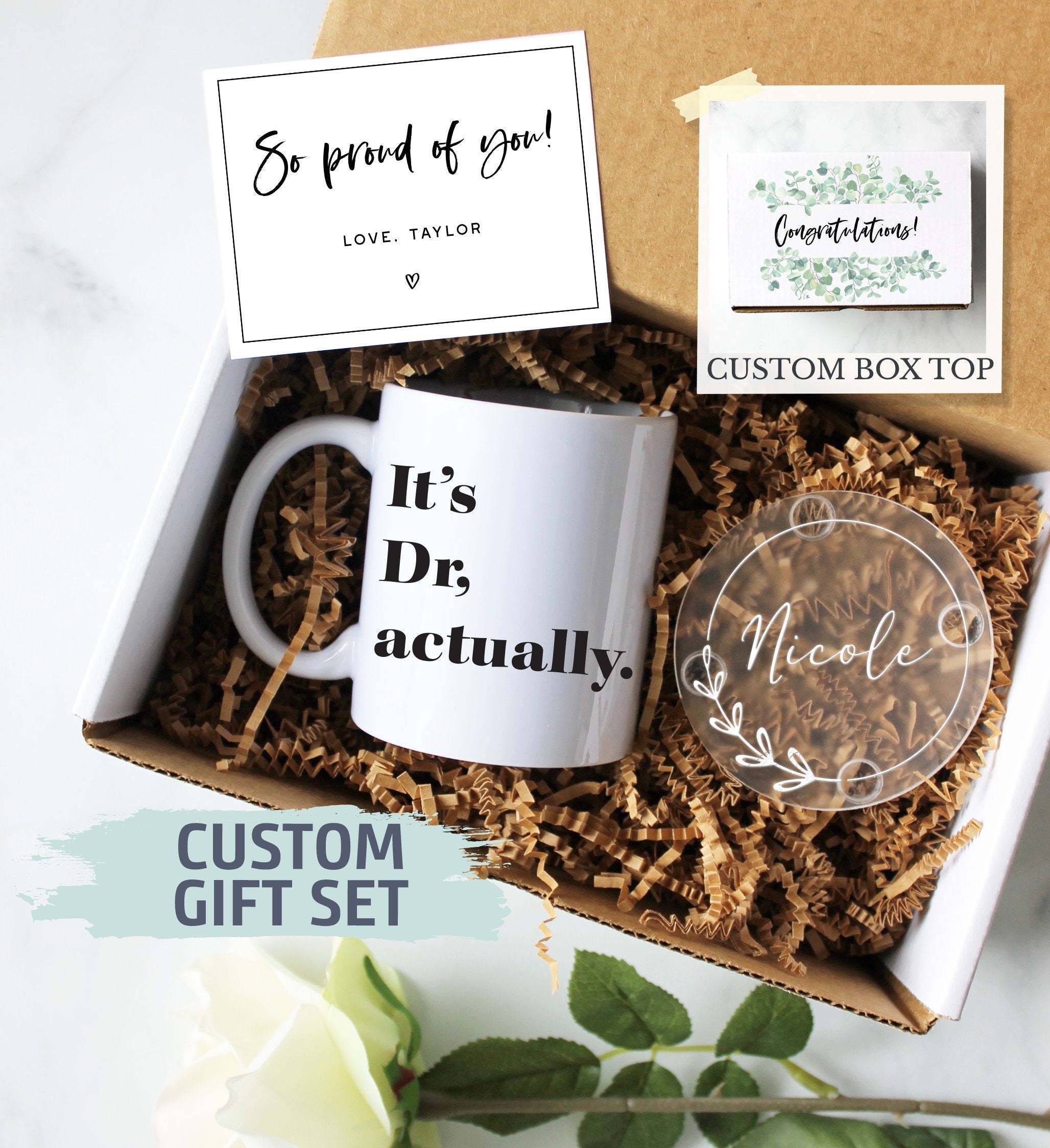 Personalized Doctor Graduation Gift Box | It's Dr. Actually, Doctor Graduation Gift, New Doctor Gift, Gift Doctor Graduate,Med School Grad