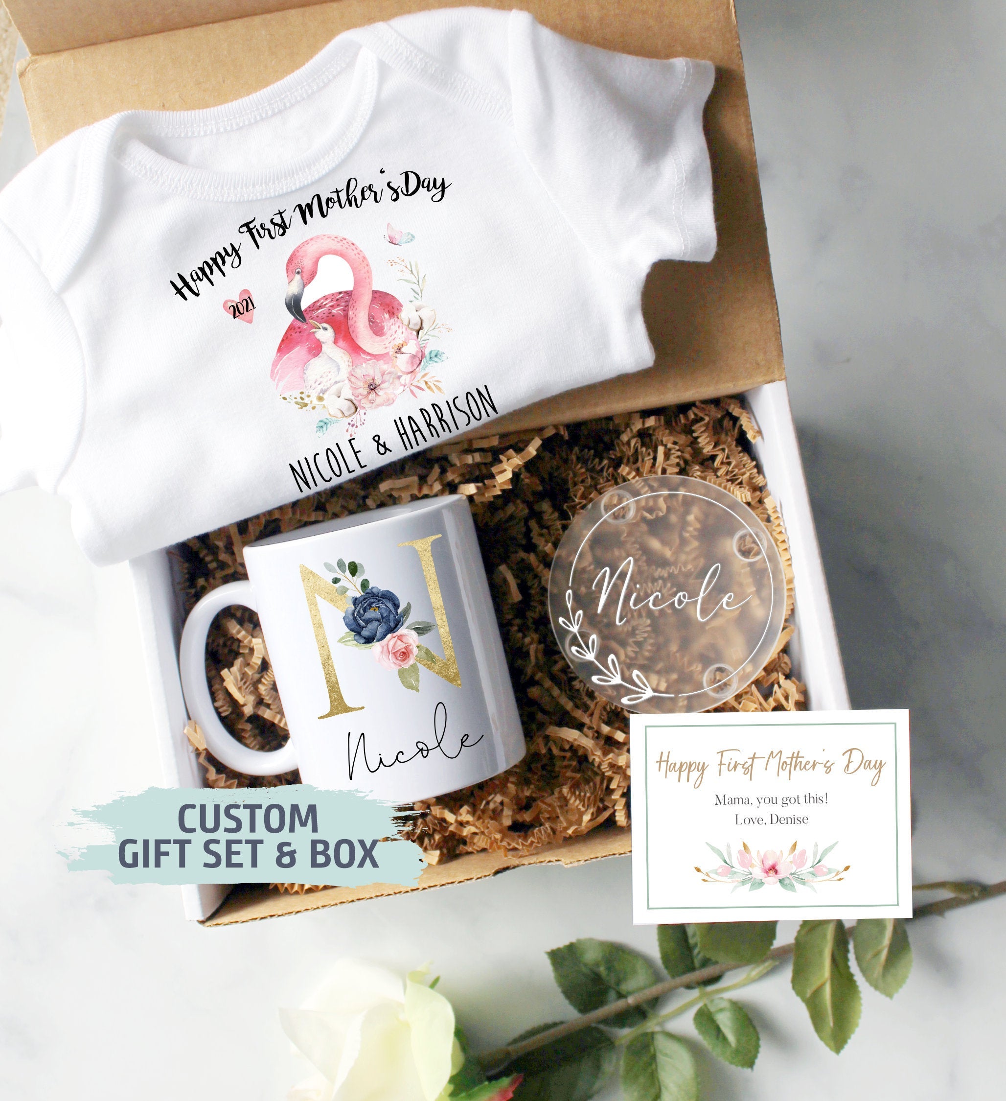 Custom First Mother's Day Gift Box | Baby Shower Gift, New Mom Gift,MOM Mug, First Time Mom Mug, Happy First Mother's Day Gift, New Mom Mug