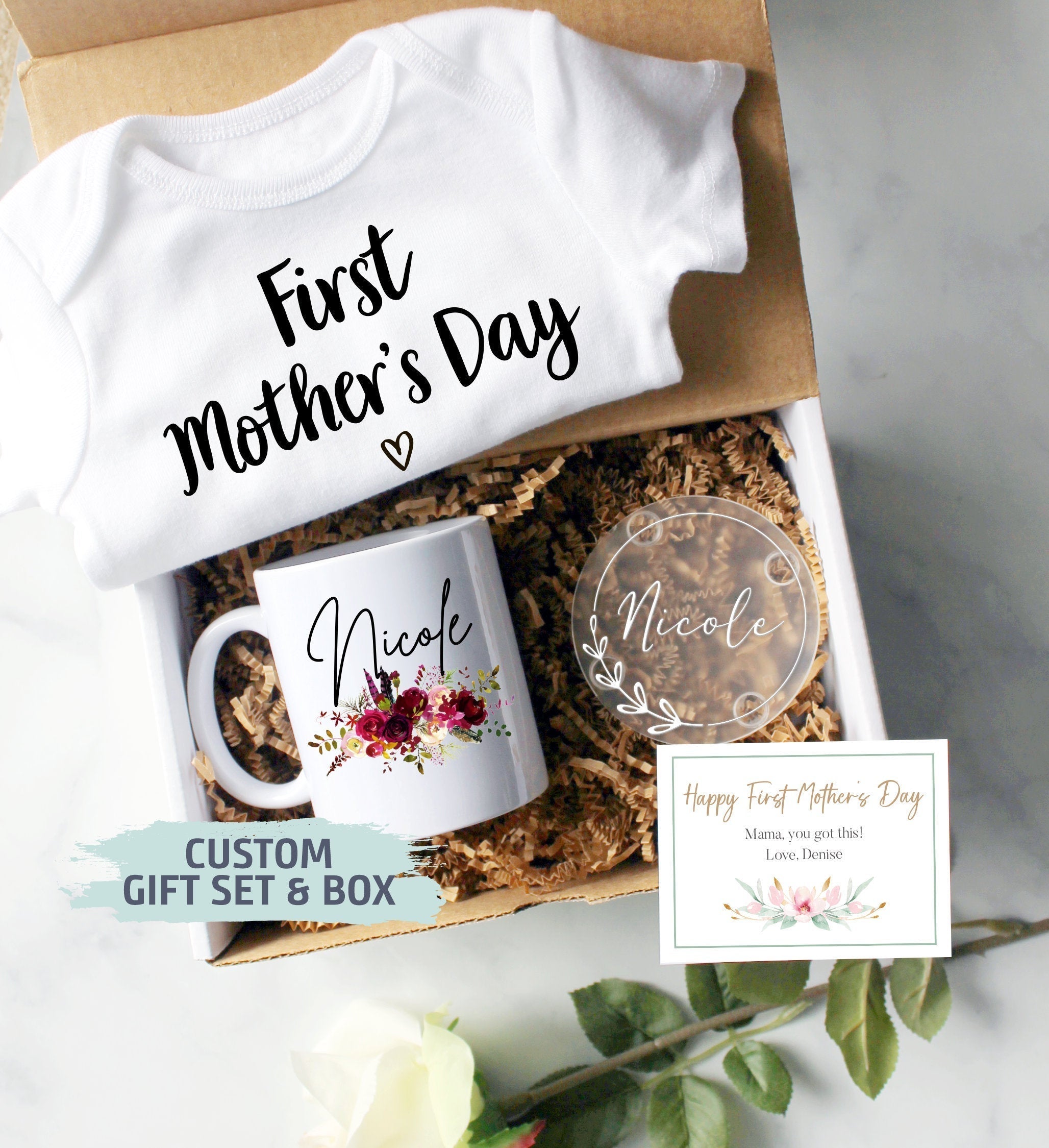 Custom First Mother's Day Gift Box | Baby Shower Gift, New Mom Gift, First Time Mom Mug, Happy First Mother's Day Gift, New Mom Mug