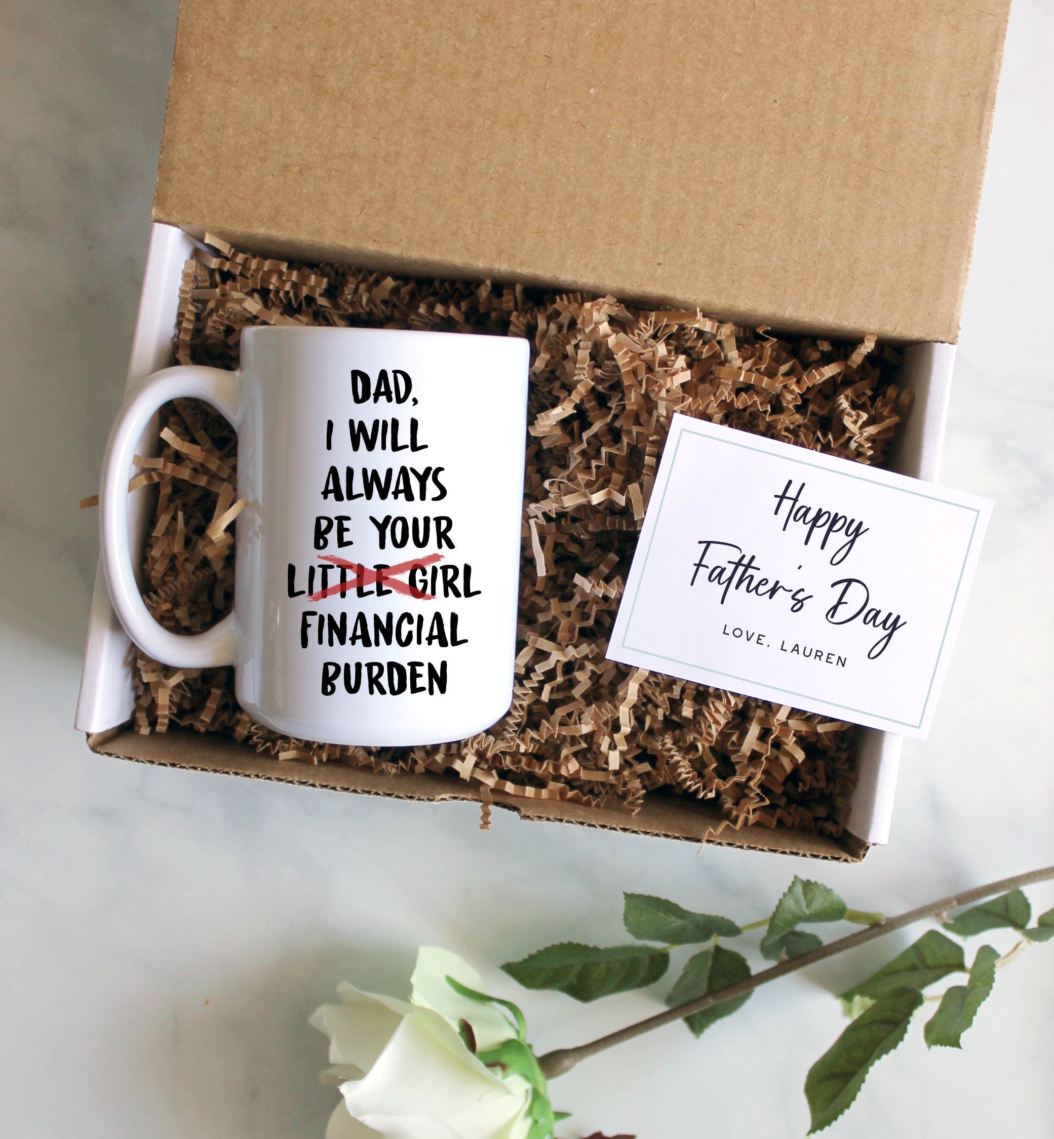 Personalized Father's Day Gift Box | Dad Jokes Mug, Funny Gift for Dad, Funny Father's Day Gift Idea, Financial Burden Mug, World's Best Dad