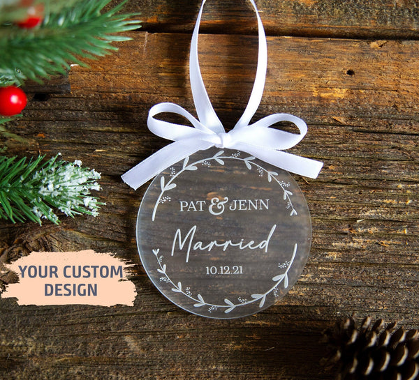 First Christmas Married Ornament | Newlywed Keepsake, Mr and Mrs Christmas Ornament, Wedding Tree Ornament, Newlywed Gift, Couples Ornament