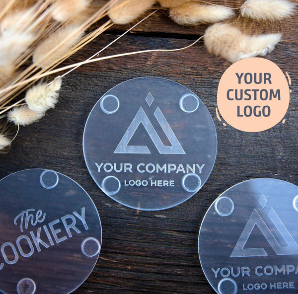 Custom Logo Coasters | Personalized Company Coaster, Drink Coasters, Engraved Coaster, Client Gift, Home Decor, Coworker Gift, Company Gift