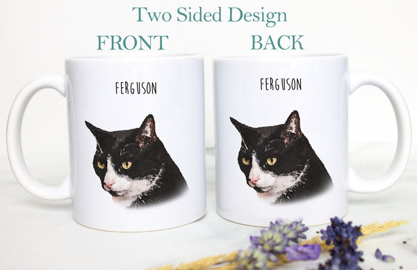 Custom Cat Photo Mug, Pet Portrait, Personalized Cat Lovers Mug, Cat Owner Gift, Cat Mom Dad, Pet Loss Memorial, Personalized Gift, Cat Gift