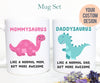 Mom and Dad Mug Set, Mommysaurus and Daddysaurus, Pregnancy Reveal,New Dad Gift, Baby Announcement, First Time Parents, New Parents Gift