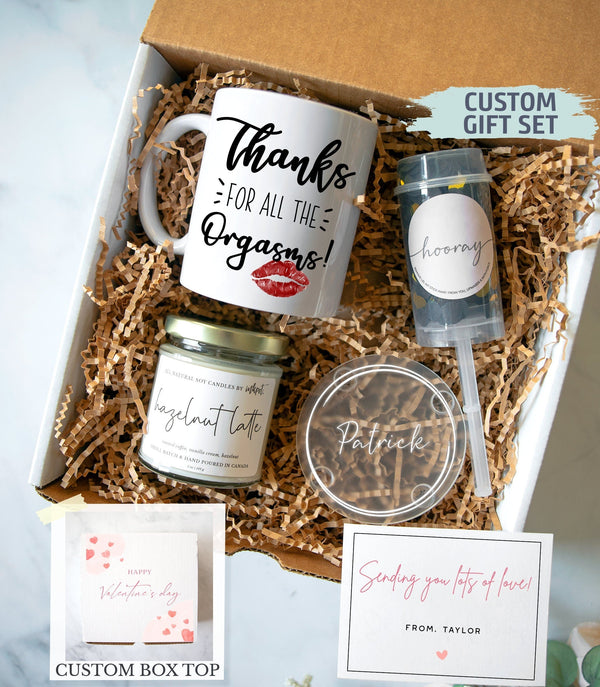 Personalized Valentine's Day Gift Box | Valentine's Care Package, Valentine's Gift Box for Him, Boyfriend, Husband, Thanks for the Orgasms