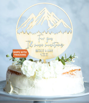 Custom Name For You I'd Move Mountains Cake Topper