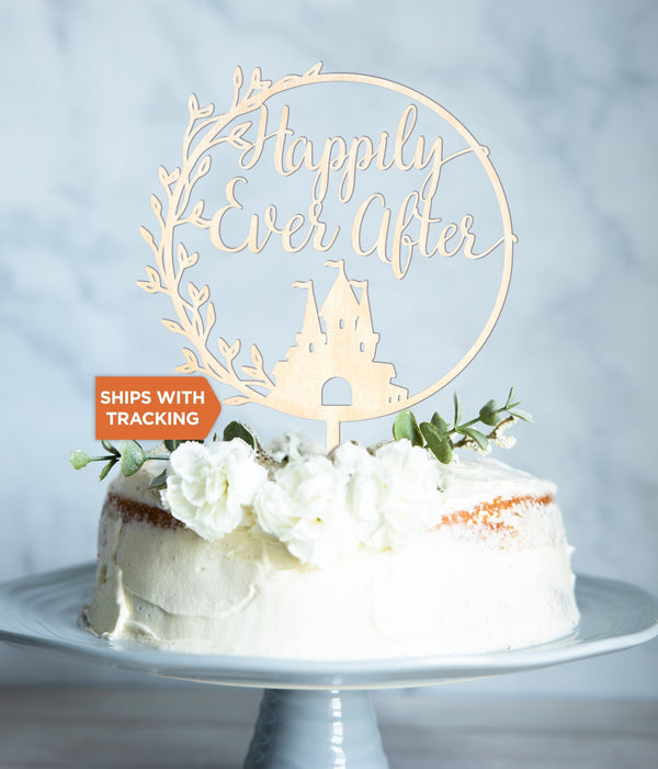 Happily Ever After Wedding Cake Topper | Wedding Cake Topper, Fairytale Theme Wedding, Wood Acrylic Cake Topper, Romantic Topper Decor