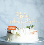Custom Baby Name Cake Topper | Personalized Shower Cake Topper,Rustic Wood Acrylic Cake Topper, Baby Shower Decor,Gender Reveal Topper