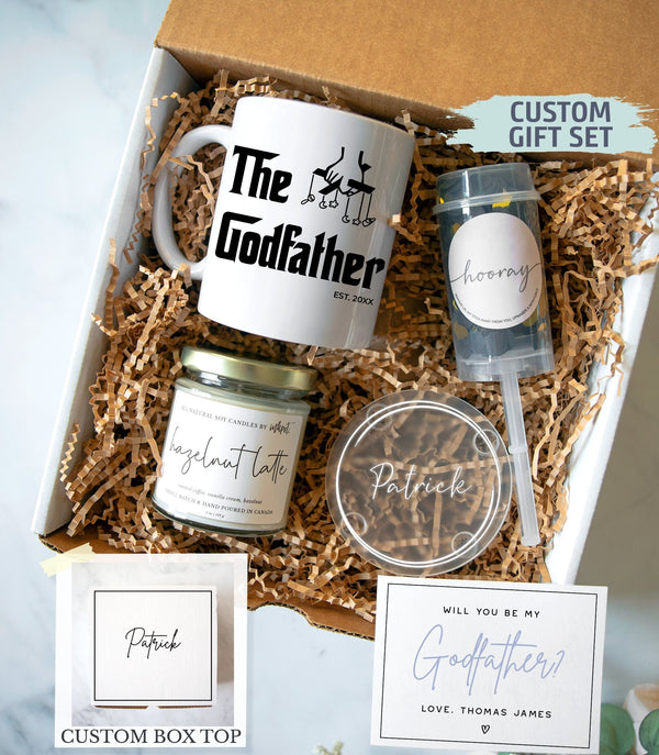 Personalized Godfather Gift Box | New Godfather Gift, Baptism Gift, Godfather Proposal, Will You Be My Godfather, Godparent Gift, Godfather