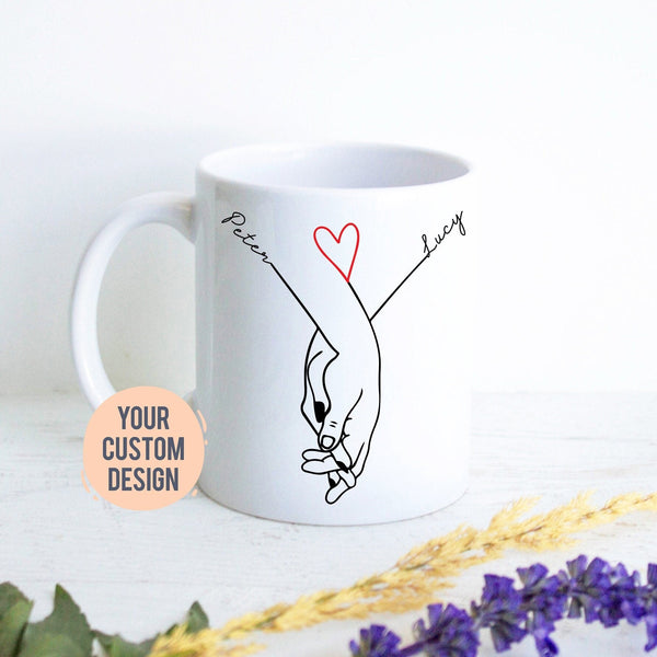 Personalized Holding Hands Mug | Anniversary Mug, Valentine's Day Mug, Gift For Husband, Anniversary Gift, Couple Anniversary, Boyfriend Mug