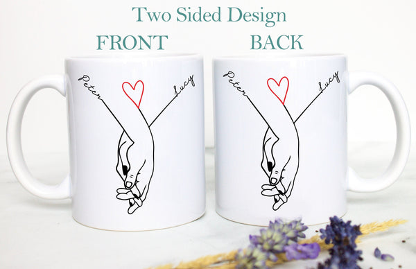 Personalized Holding Hands Mug | Anniversary Mug, Valentine's Day Mug, Gift For Husband, Anniversary Gift, Couple Anniversary, Boyfriend Mug