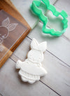 Easter Girl Bunny With Carrot - Acrylic Fondant Embosser With Optional Cutter | Cookie Stamp, Easter Fondant Embosser, Easter Cookie Cutter